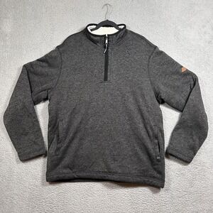 Orvis Sweater Mens XL Gray Quarter Zip Sherpa Lined Fleece Pullover Classic